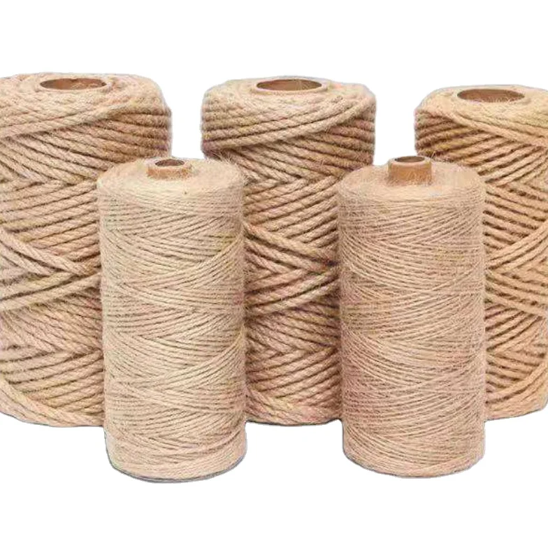 100% Jute Yarn 2MM 100M Twisted DIY Thick Hand Arm Knit Crochet Weave Skein Natural Jute Yarn For Home Hanging Lamp Decoration