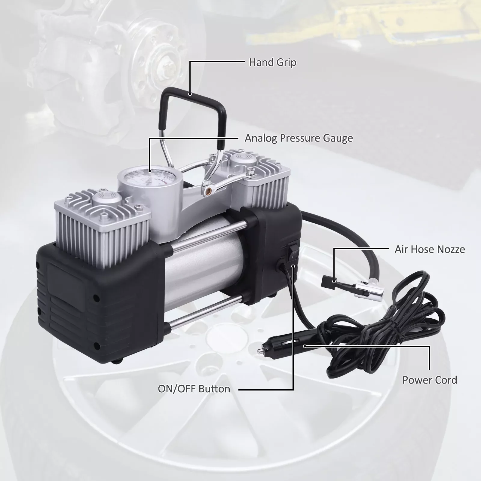 Double Cylinder New Style Double Cylinder Car Air Pump Portable Air Compressor Tire Inflator 12V 150 PSI Tire Inflator