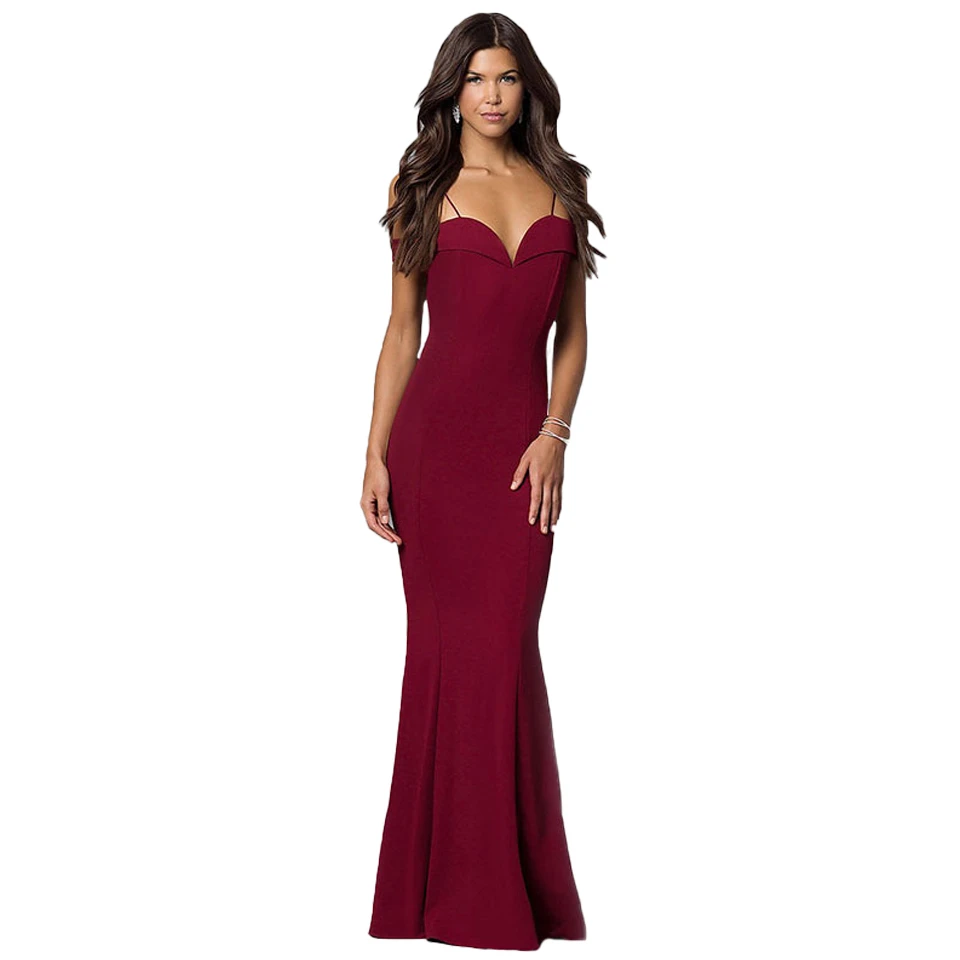 
Off Shoulder Party Wear Bodycon Strap Dress Floor Length Dress For Women Elegant and Sexy Vestido Evening Party Dress 