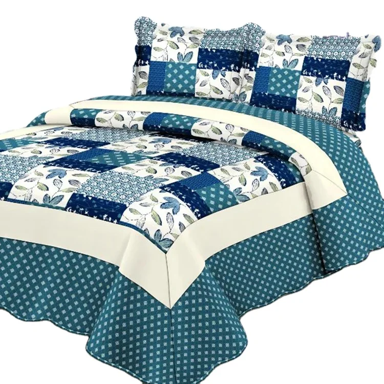 Printed Patchwork Microfiber Cheap Bed Quilt Cover Set China Bedspread