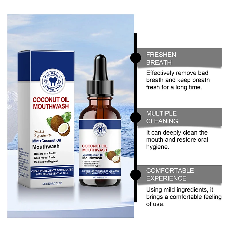 Whitening Pulling Oil with Coconut Oil Peppermint Essential Oil for Teeth and Gums Bad Breath Treatment for Adults