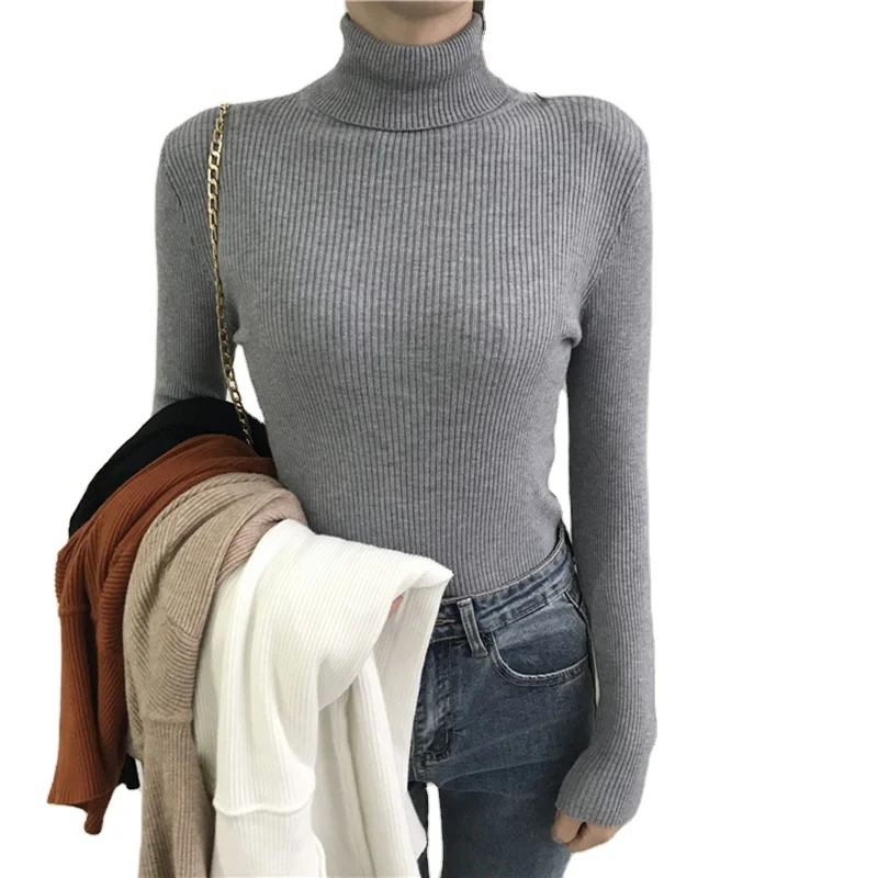 Knitted Tights Cotton Basic Pullover Sweater YT Custom Turtleneck High Neck Soft Warm Girl Casual Winter Clothes for Women
