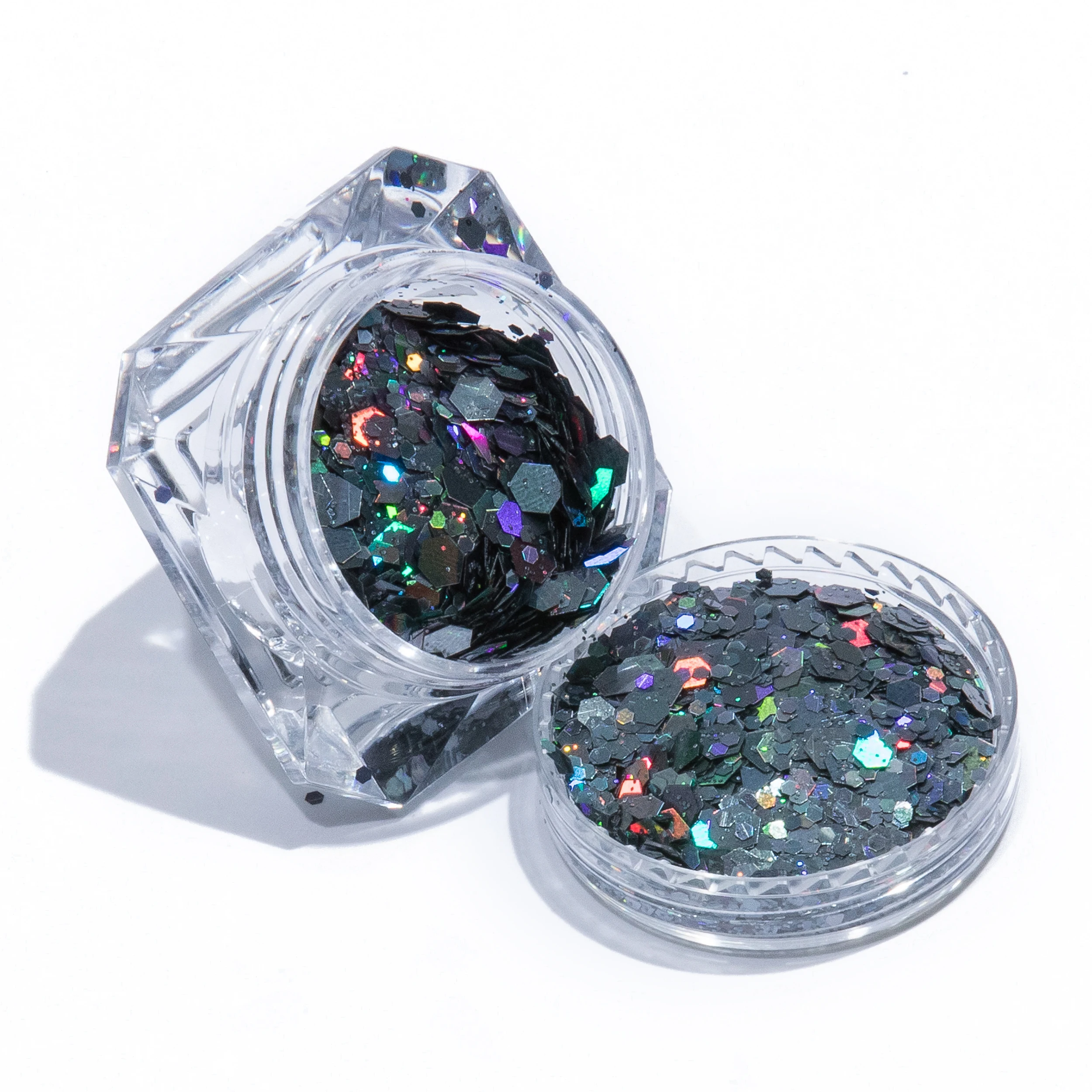 VIP Wholesale 2oz Jar Crystal Body Glitter Flakes Bulk Holographic Black Fine Glitter For Crafts