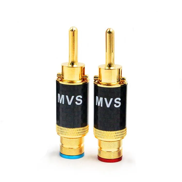 MVS pure copper gold-plated banana head Y pin plug welding-free audio amplifier terminal block speaker cable plug
