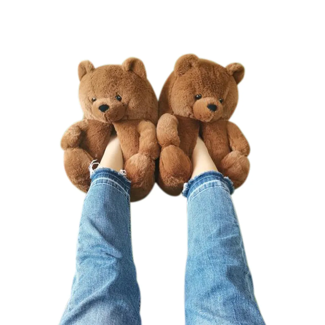 Teddy bear slippers 2021 new arrivals fuzzy Teddy bear house Slippers New Style House Teddy Bear Slippers for Women Girls