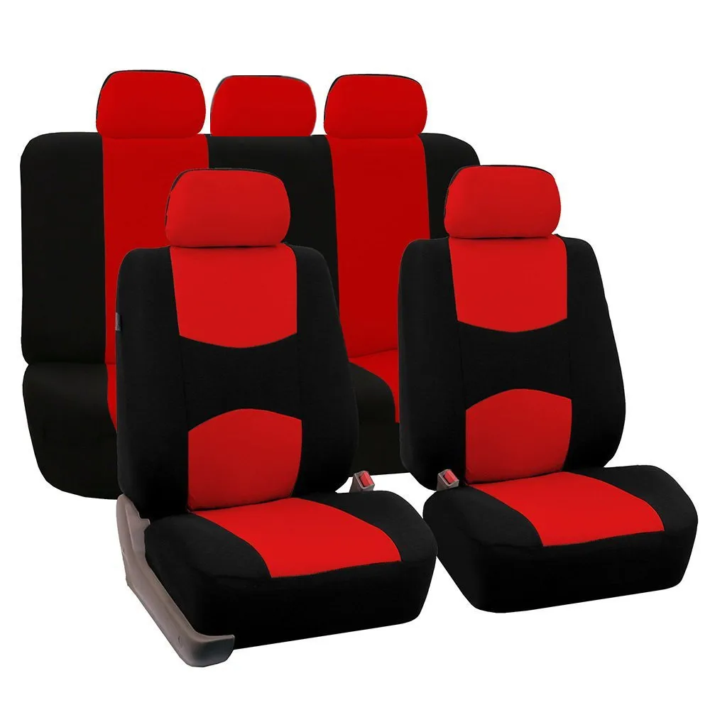 Car Seat Covers Full Cover Universal fit Car Truck SUV Van Hot Stamp Breathable Rear Bench Split Polyester Fabric