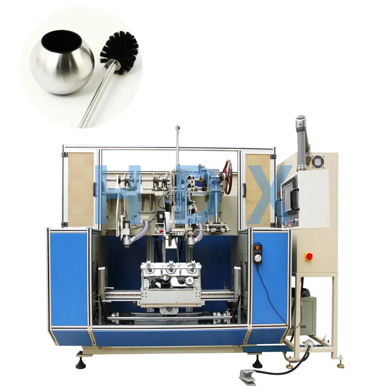 Five-axis three-head broom, hair-drilling and planting machine