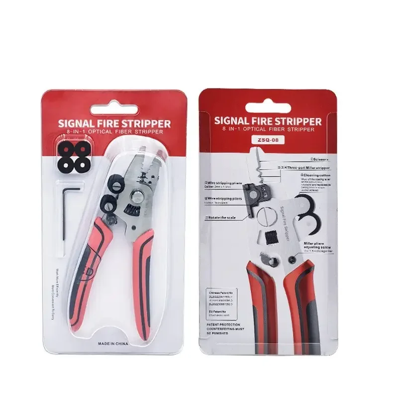 New Fiber optic stripper 8 in 1 Cable Stripper Miller Pliers Scissors Cleaning FTTH Tools