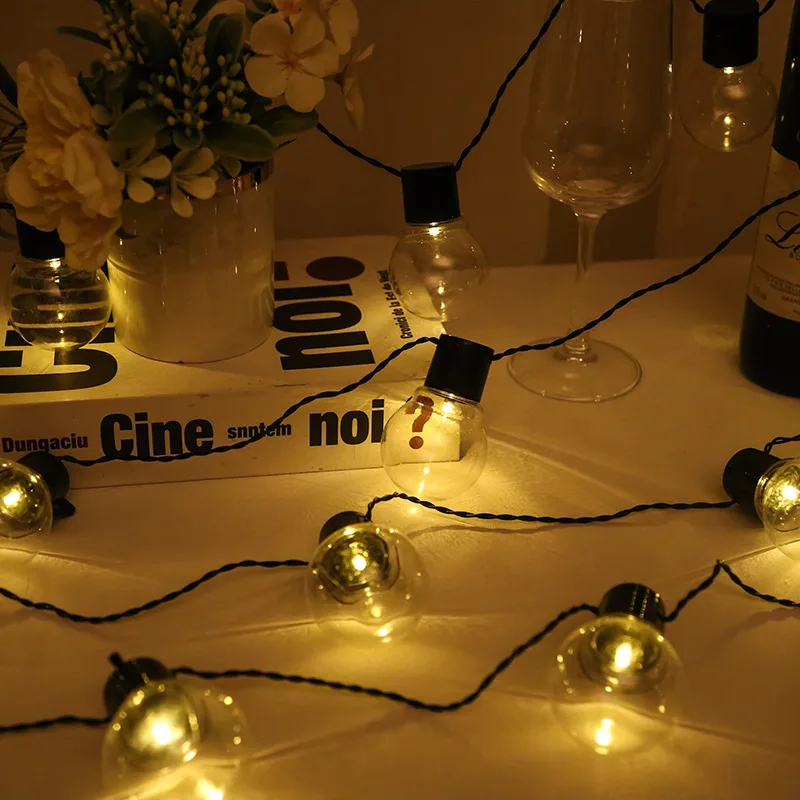 2021 hot sale solar powered transparent bulb ball string lights holiday party