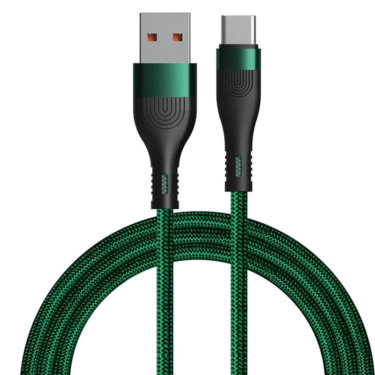 1M 2M Fast Charging Mobile Phone Cable Cord Nylon Braided 66W QC 3.0 Type C USB Data Cable
