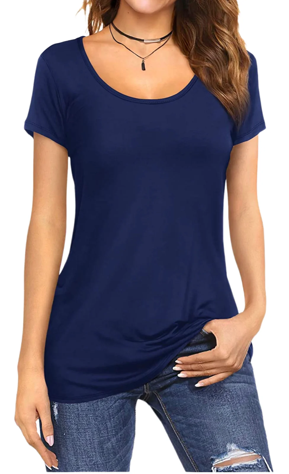 Custom logo blank polyester spandex blend round neck short sleeves slim fitted women t shirt