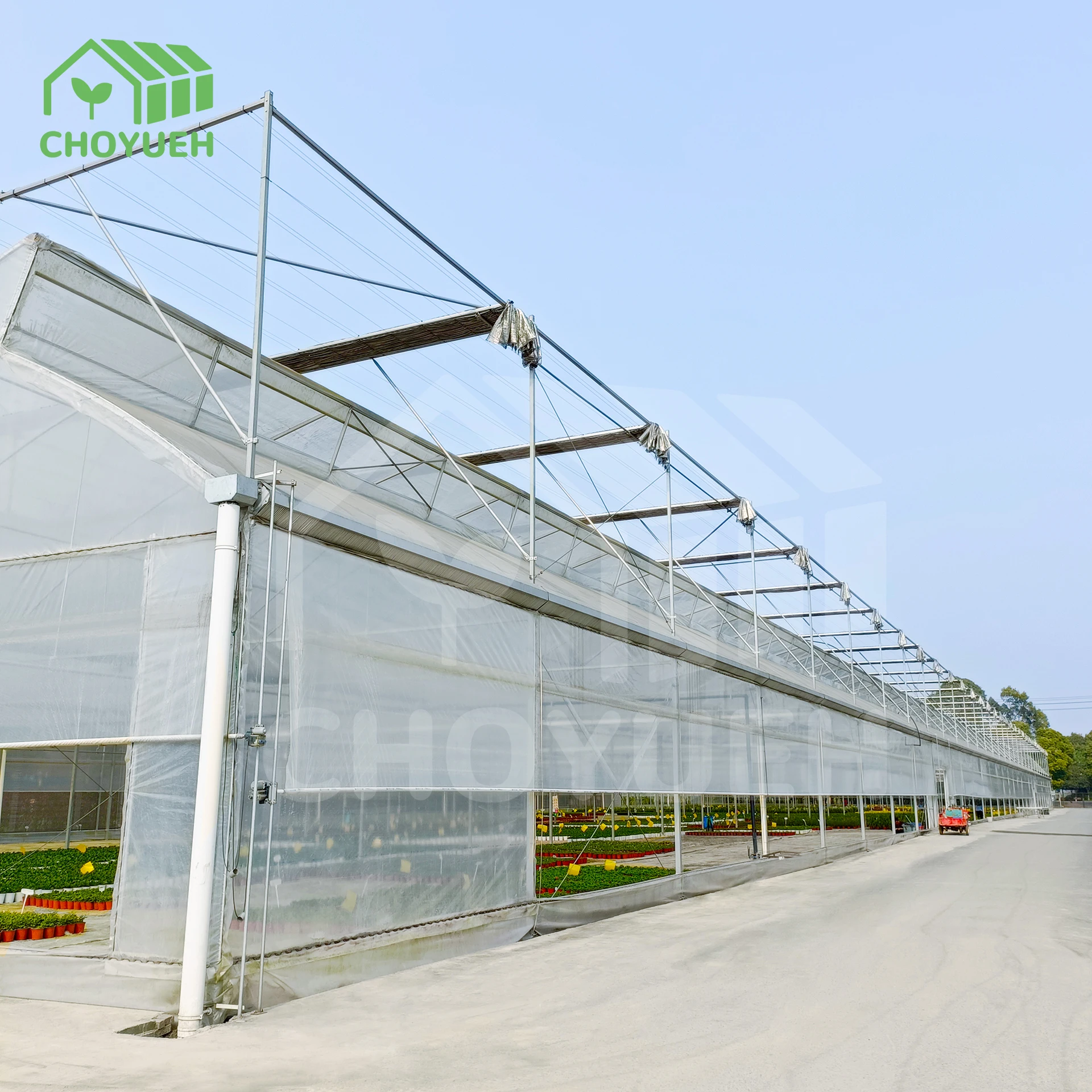 Commercial UV Film Multi-span Plastic Film Sawtooth Greenhouse China Manufacture Supplier Green house with hydroponic system