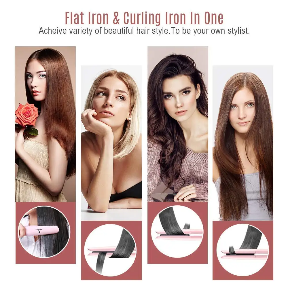 amazing price hair crimper and straightener with heat resistant glove and comb  , flat iron set for thin bleached wavy or curled