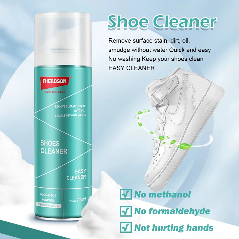 Theaoson shoes cleaner foam sneaker shoe cleaner multi-purpose foam cleaner spray no wash