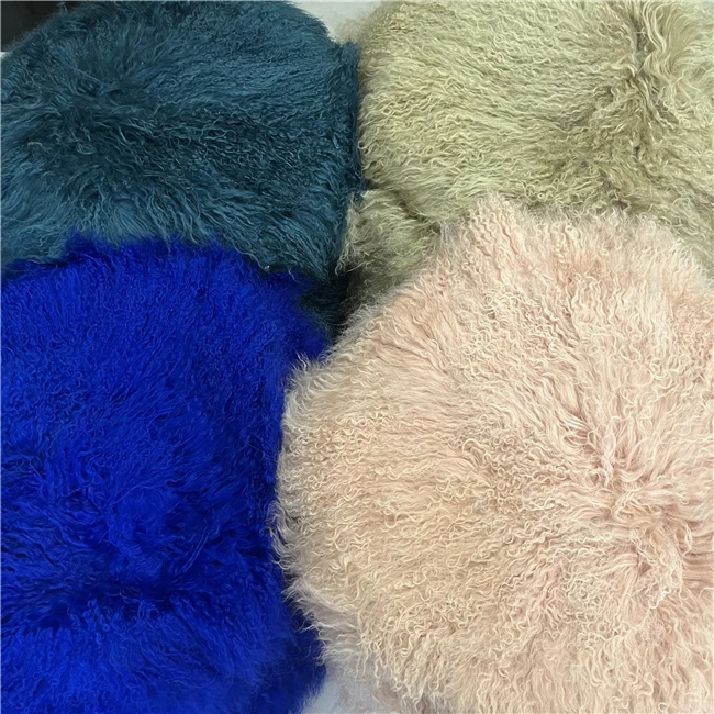 bright blue Curly Kalgan Lamb Fur Plate Throw