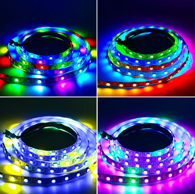 WS2812 WS2812B Led Strip RGB IP20 IP65 IP67 IP68 Individual Addressable DC 5V 12V 5050 30 60 144 Pixel Shanghai Luces Led 90 PCB