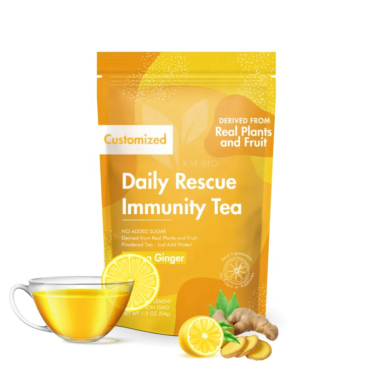 Customized Daily Rescue Caffeine Free Lemon Ginger Turmeric Immunity Tea For Immune Boost