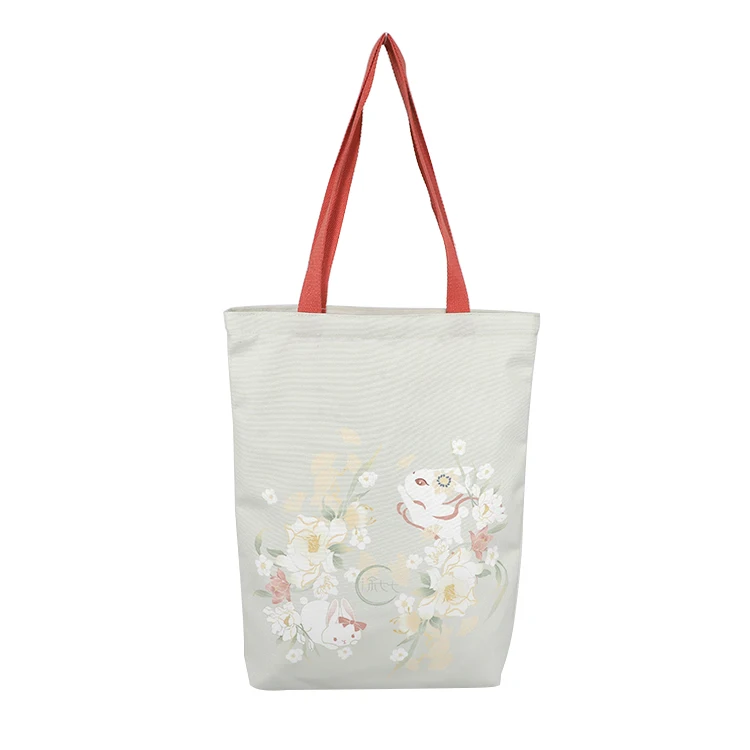 Customized recyclable colorful printing OEM cotton tote canvas shopping bag