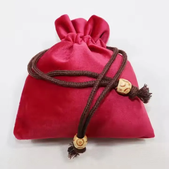 Custom Logo Velvet Jewelry Cosmetics Pouch Drawstring Pocket Small Storage Bag jewelry store accessories