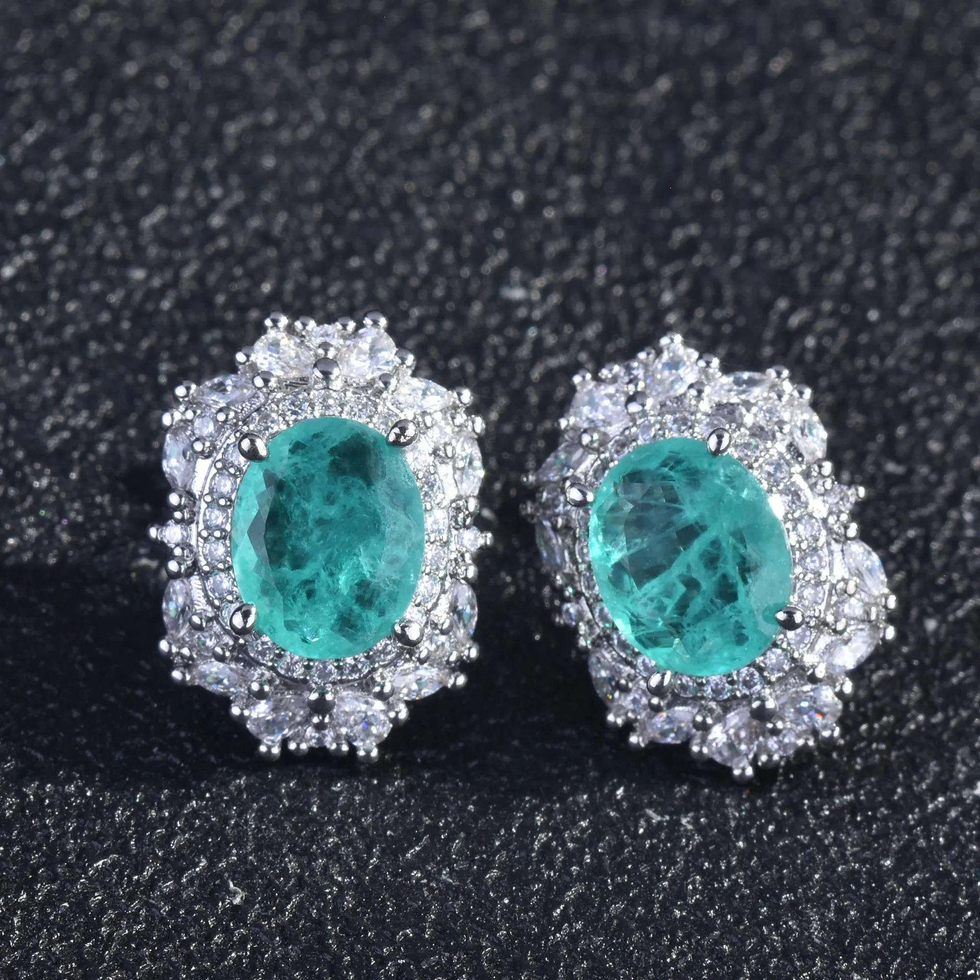Luxury Paraiba Tourmaline Gemstone Jewelry 925 Sterling Silver Jewelry Sets