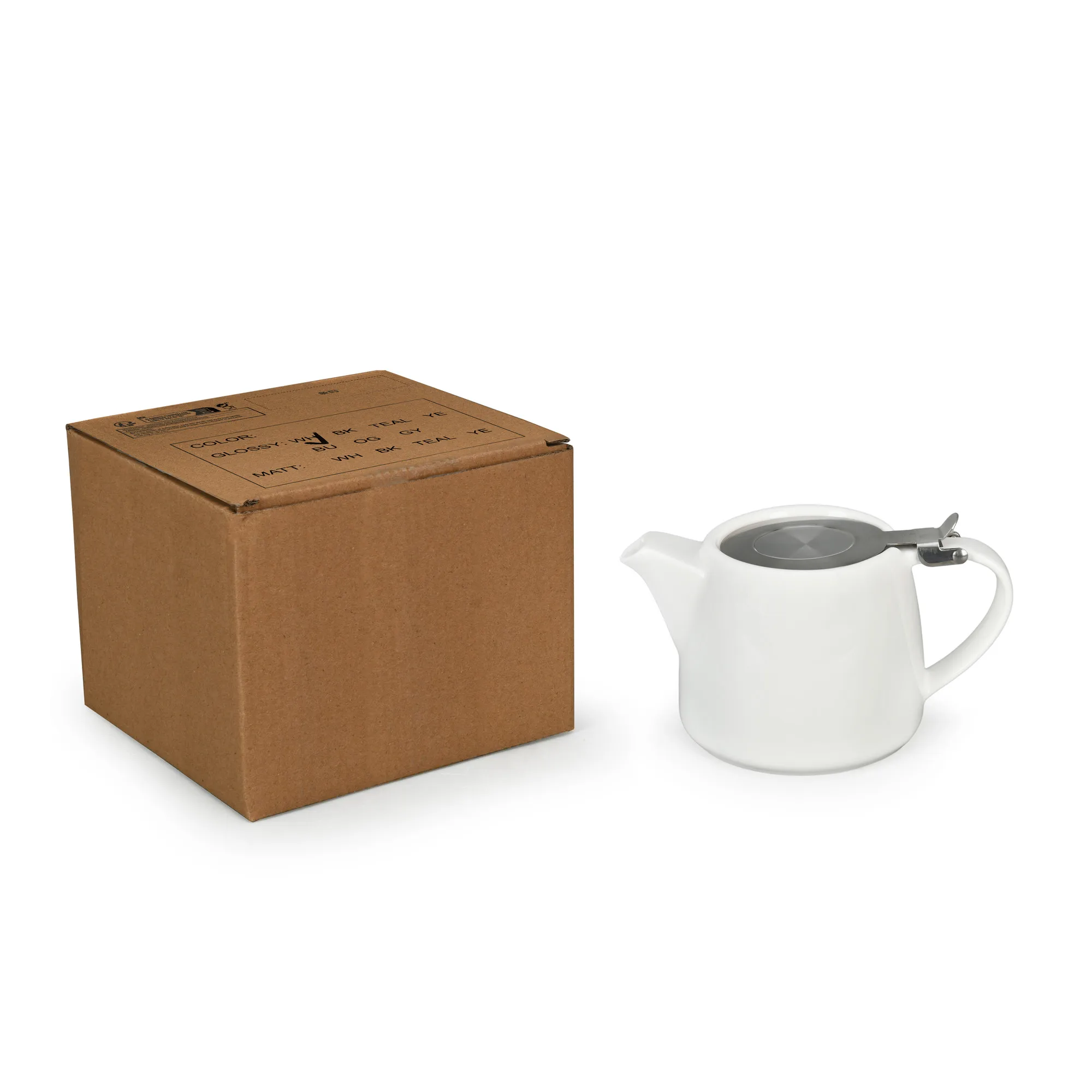 Modern Style High Quality Glossy Glazed Ceramic Teapot with Stainless Steel Strainer Infuser for Coffee