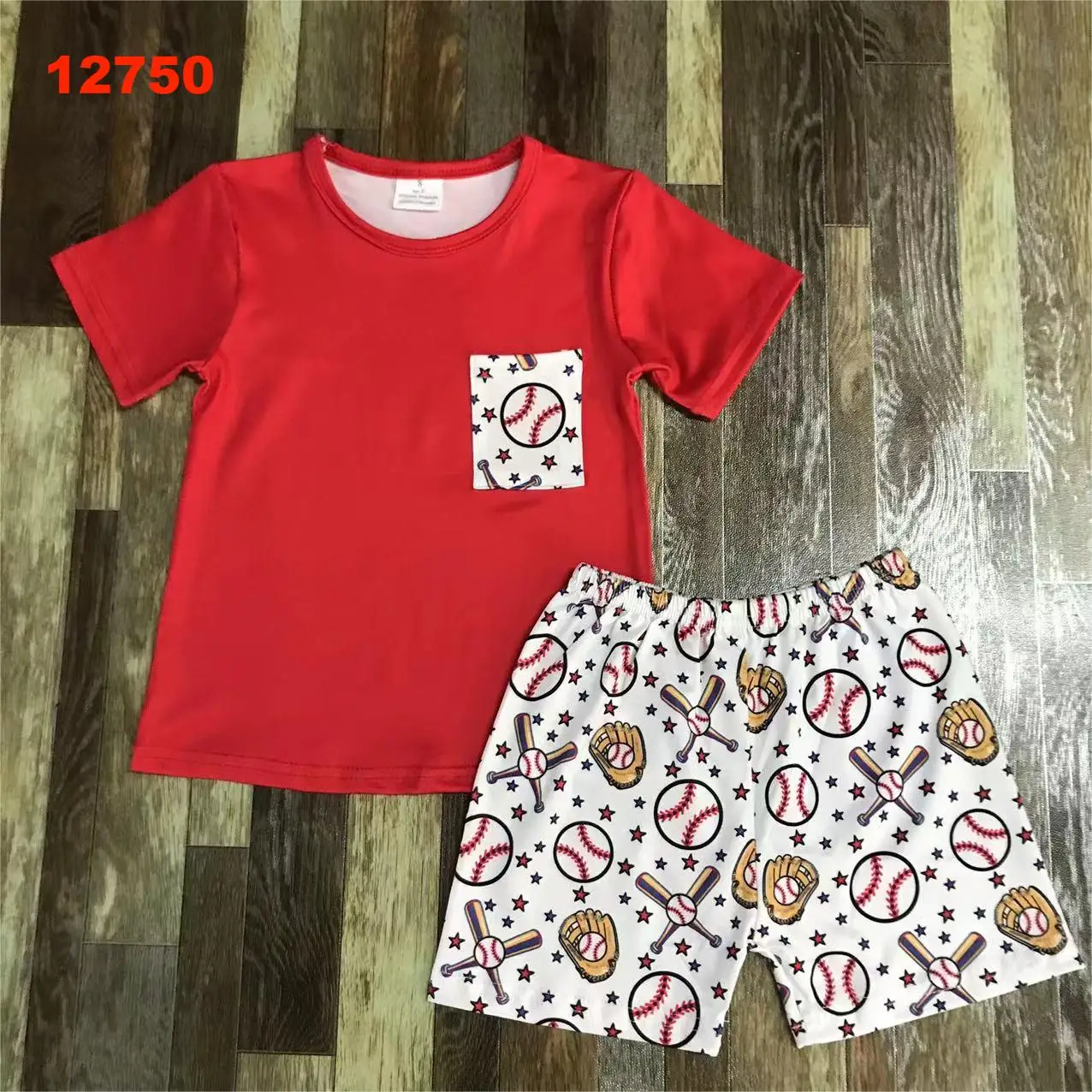 Wholesale boutique high quality boys casual and fashion boys print shorts suits for summer