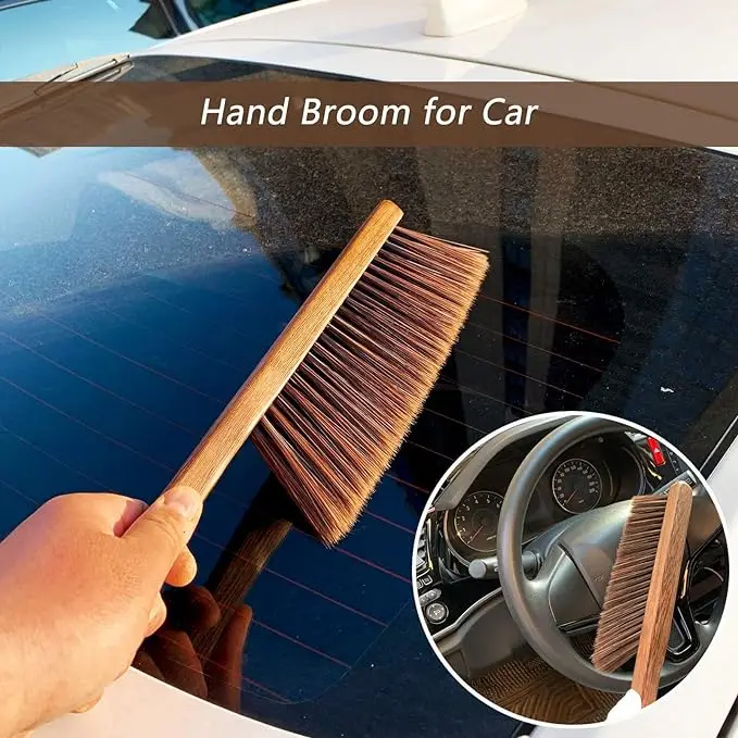 Hand Broom Cleaning Brushes Soft Bristles Dusting Brush For Cleaning Bed Garden Furniture Clothes Wooden Handle Cleaning Supples