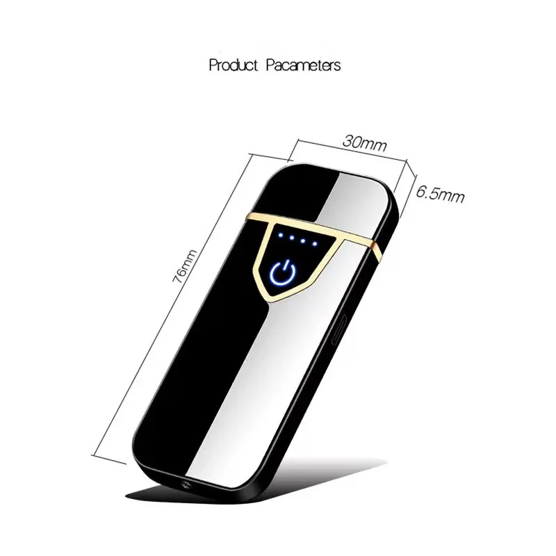 USB Electric Lighter Finger Print Touch Fire Plasma Double Arc Lighter Windproof Metal Cigarette Lighters