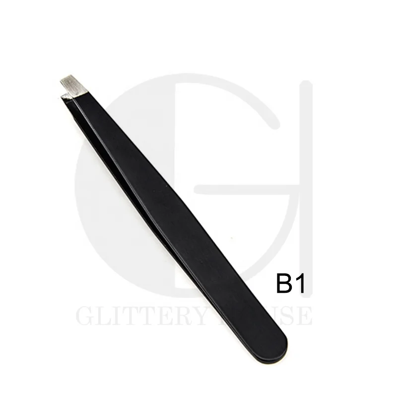
eyebrow tweezer set black color stainless steel tweezer eyelash makeup tools wholesale private logo clips eyebrow tweezers 