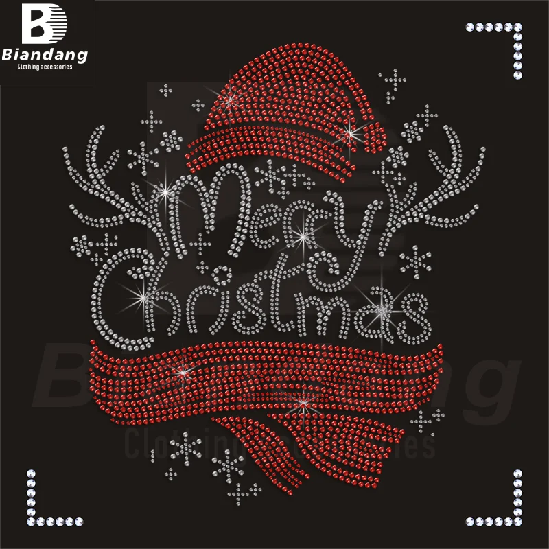 Best Selling Christmas Elk Design Rhinestones Stickers Fashion Rhinestone Transfer for Men Women Clothes