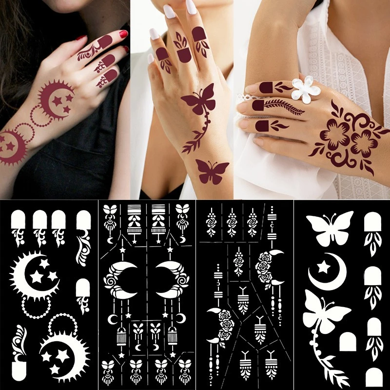Professional Henna Tattoo Stencils Small Style Easy Tattoo Stencils Glitter Temporary Tattoo
