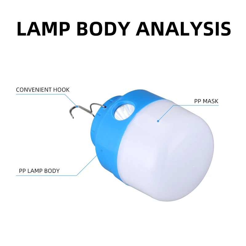 LED Camping Flashlight 50W DC5V rechargeable led torch charging light Solar emergency Bulb