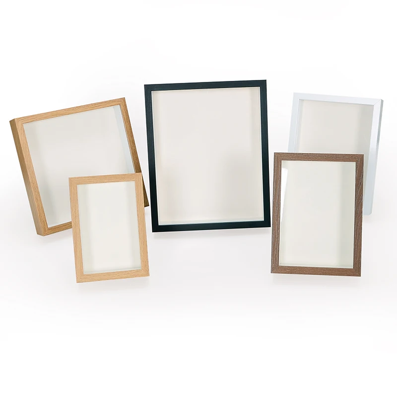 Custom Sizes wooden decorative photo frame white square picture frames with Glass or Metal