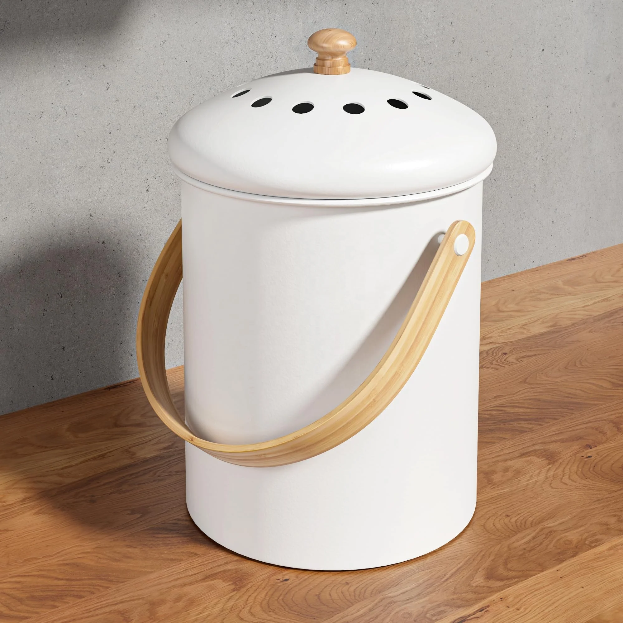 Home Indoor Metal Round food compostable container compost bin Kitchen fiber