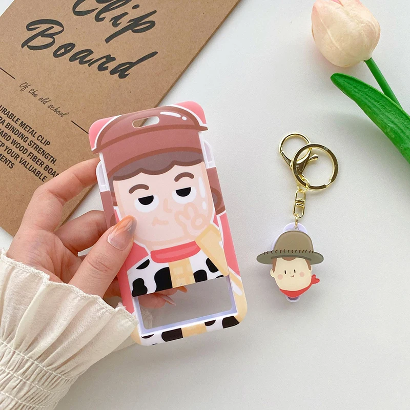 New Arrival Toy Story Cartoon Buzz Light year Woody Strawberry Bear Alien Card Holder With Scalable Easy Pull Buckle Card Cover