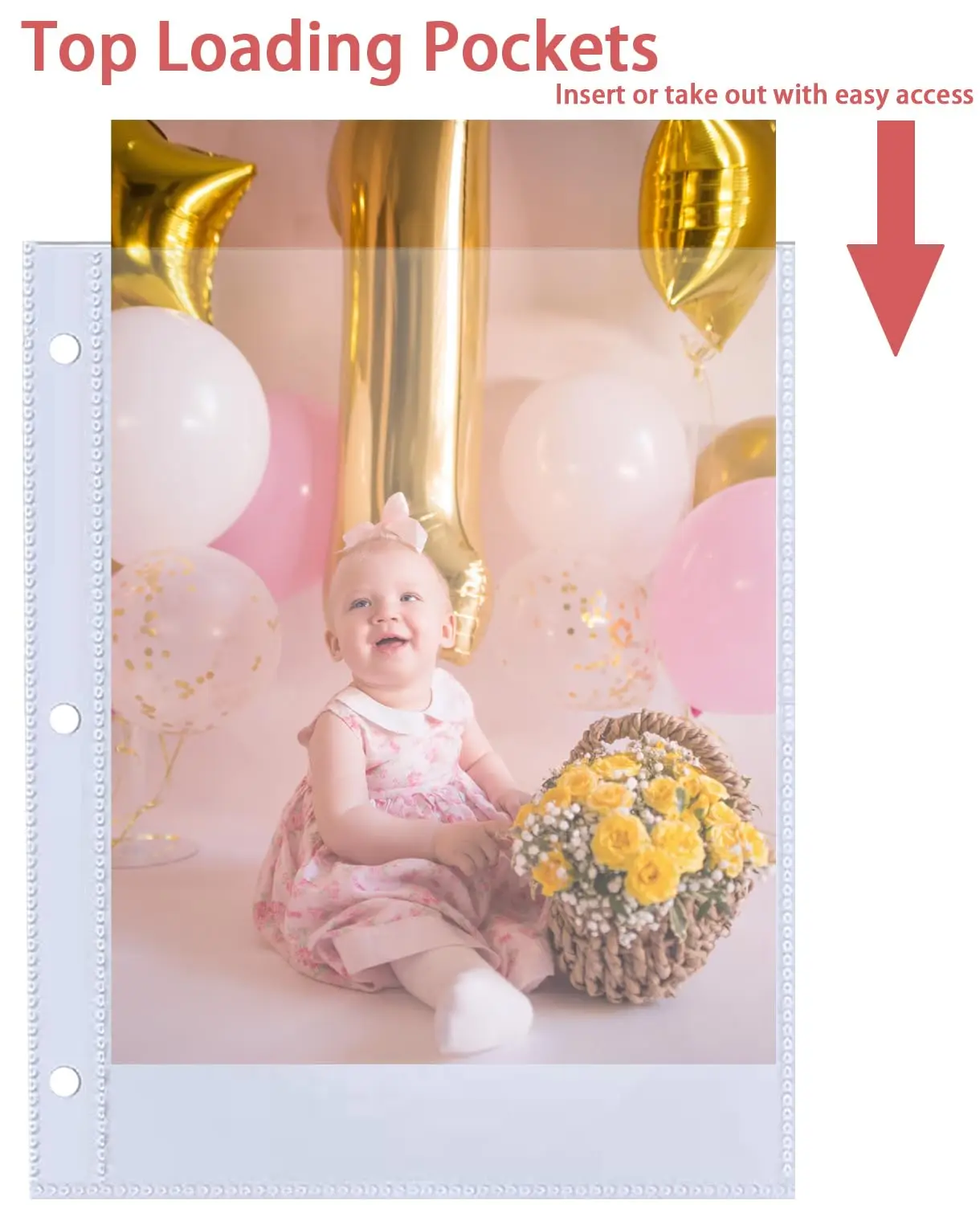 50 Pack100  Pockets5x7Photocard Sleeves for A5 3 Mini Ring Binder Ultra Clear Photo Sleeves, Double Sided 1 Pocket Photo Pages,