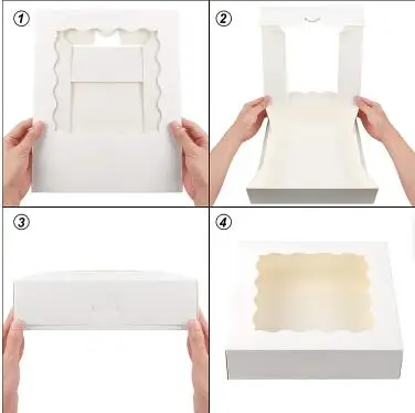 10x10x5 INCH  CHEAP FOLDING WHITE CAKE BOXES WITH WINDOW