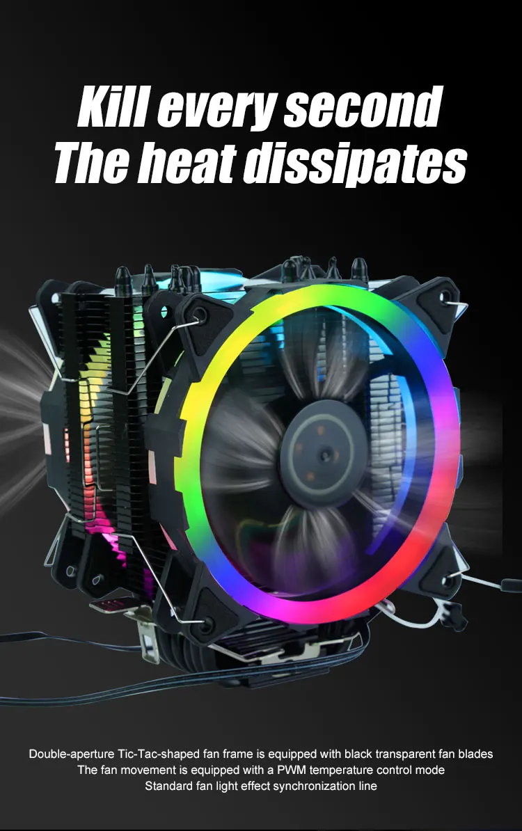 Black Knight 6 heat pipe RGB dual fan 4PIN CPU Cooler