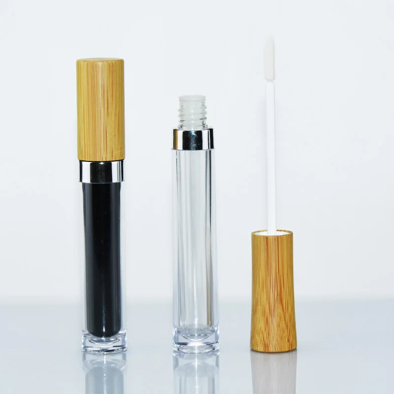 Portable Bamboo Lip Gloss Tube with Dropshaped Hole Includes Glass Tube and Lid for Cosmetic Use