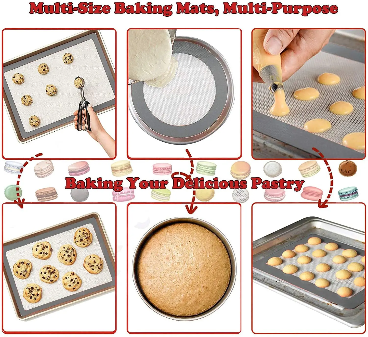 Customized resistant silicone mat pan nonstick silicone baking mats non-slip silicone baking mat food