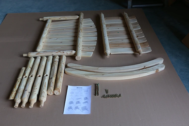 Outdoor Patio Garden Wooden Double Log Rocking Chair