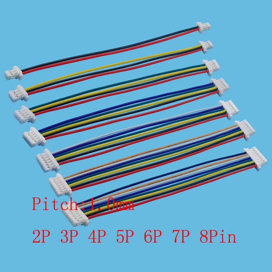 SH 1.0 JST 1.0mm Female to Female Plug Terminal Cable Wire Connector Electronic Line Single Double Head 28AWG 100mm