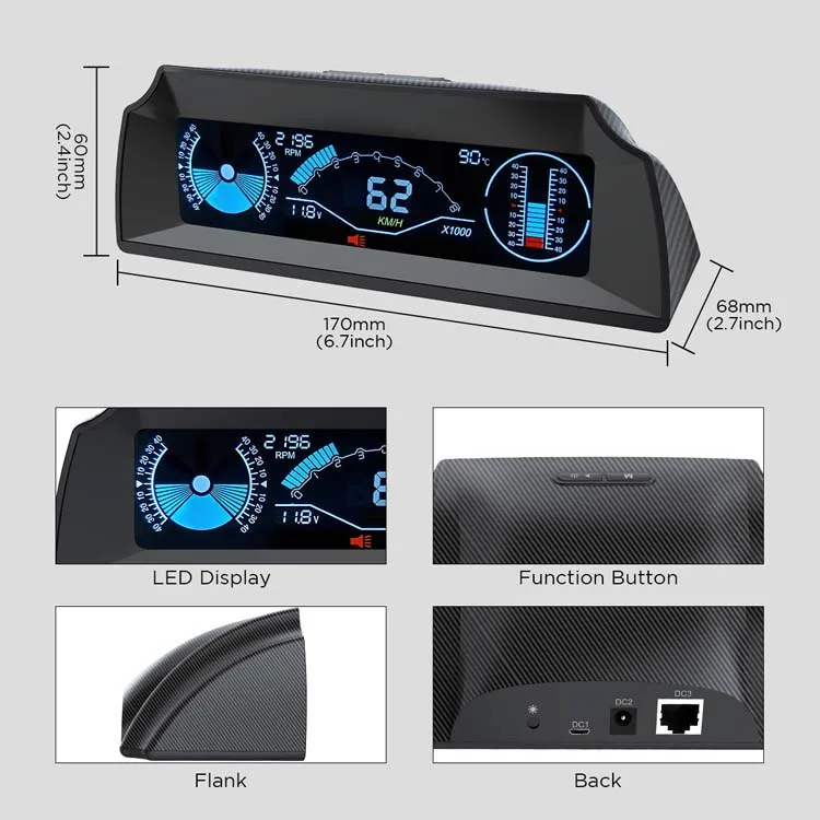 Горячая Распродажа AUTOOL X90 OBD2 дисплей на лобовое стекло автомобиля наклон измерительный прибор креномера китайский HD ЖК-монитор Автомобильный головной Дисплей Смарт-цифровой измеритель