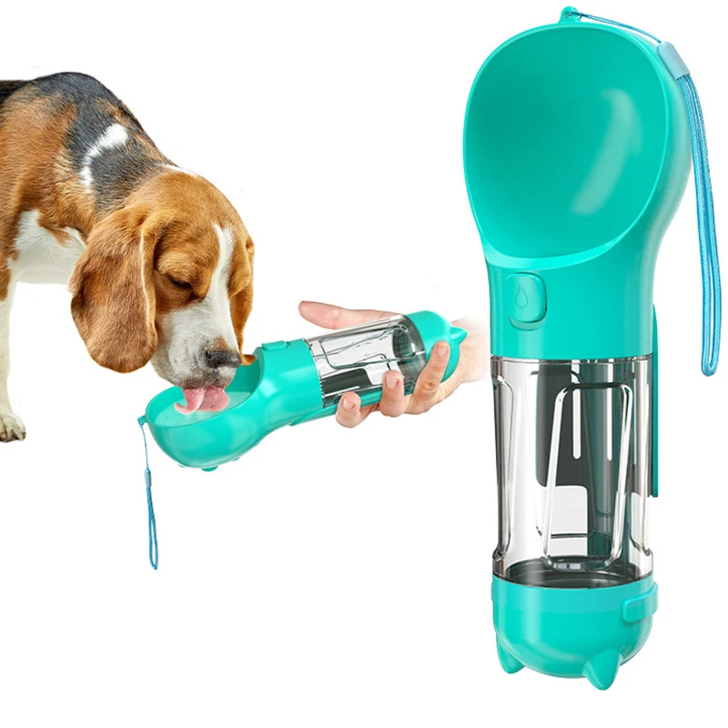 Pet Water Bottle With Poop Collection Shovel Leak Proof Portable Water Bottle Pets Outdoor Bottle 300ml