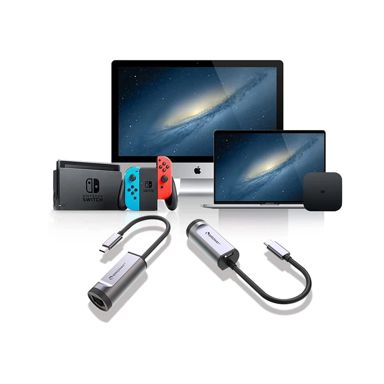 2 in1 USB 3.0 Ethernet Adapter Gigabit Network Adapter PD30 USB C to Lan 1000Mbps Type C to RJ45 Converter for Nintendo Switch