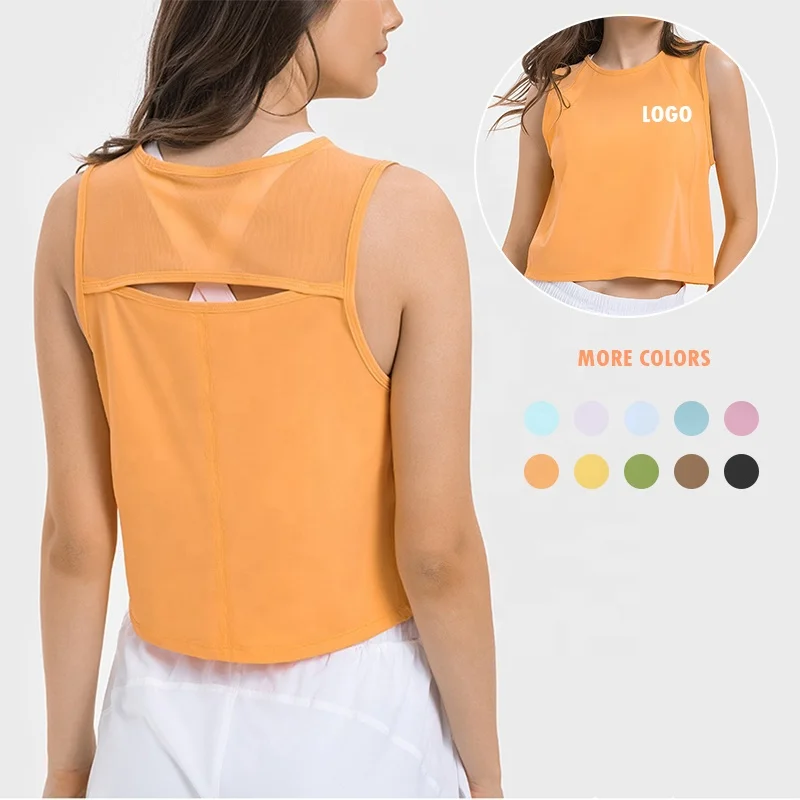 Moisture Wicking Womens Ice Cool Running Vest Hollow Back Sports Crop Tank Tops Mesh Yoga Shirts Athletic Sleeveless Gym Clothes