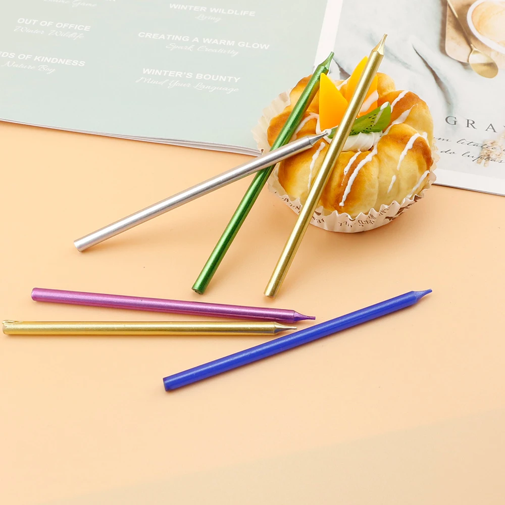 2024 normal gold cake candles Home Decoration Metallic Birthday Display Stand  Candles Wholesale