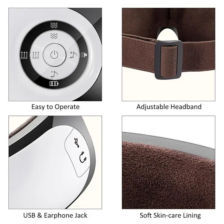 
Electriceye massage products Rechargeable Reduce Dark Circles Headaches Dry Eyes, Muice Heat Air Compress for Eye Relaxation 