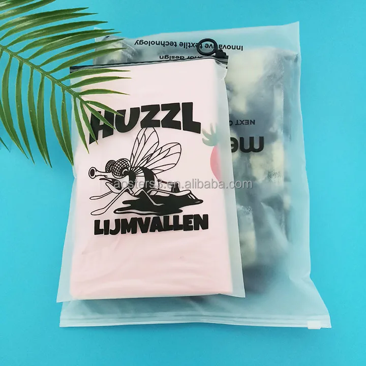 Shirt Shipping Slide Lock Self Sealing Clothing Packaging Plastic Frosted Zipper Bag