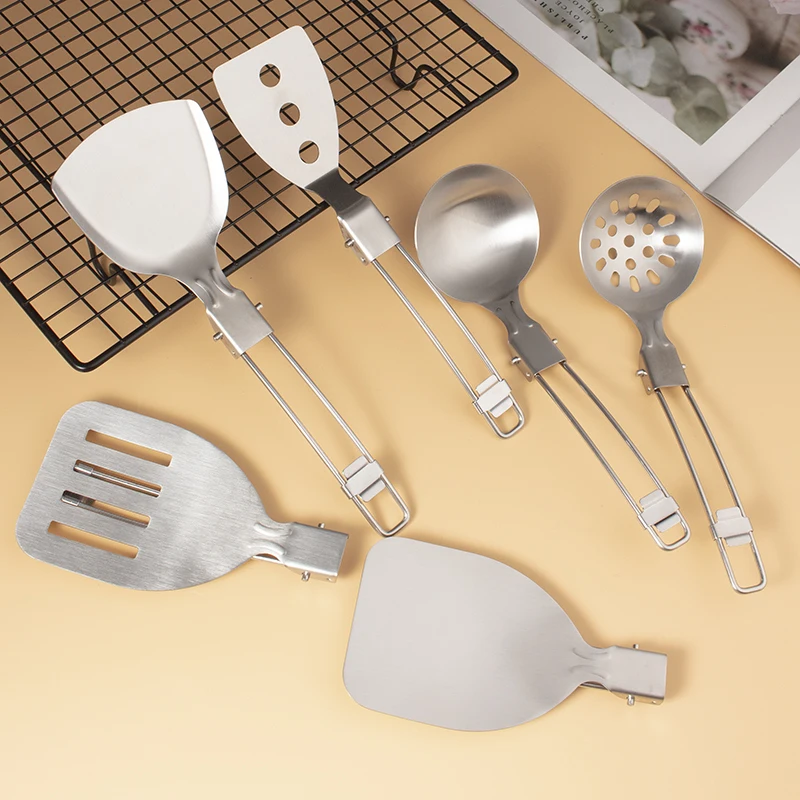 High quality portable cutlery 304 stainless steel kitchenware folding cutlery set for camping